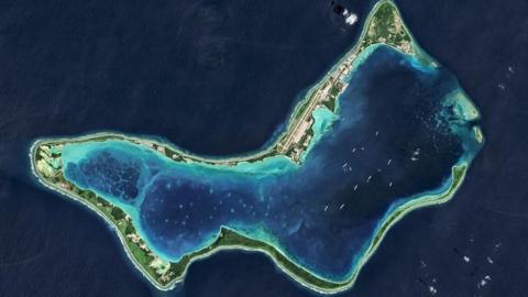 An aerial view of the Chagos Islands