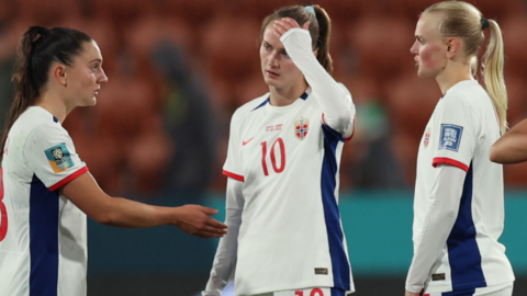 Norway's players react after the final whistle against Switzerland at the Women's World Cup