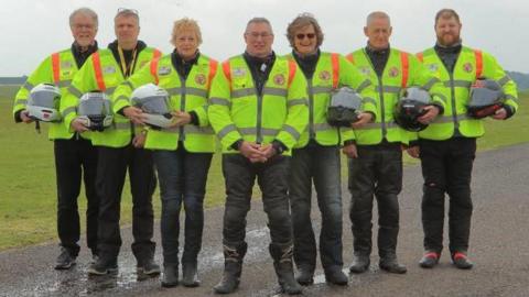 Warwickshire and Solihull blood bikers in hi-vis jackets 