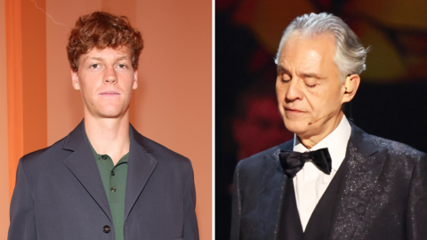 Jannik Sinner (left) and fellow Italian, tenor Andrea Bocelli