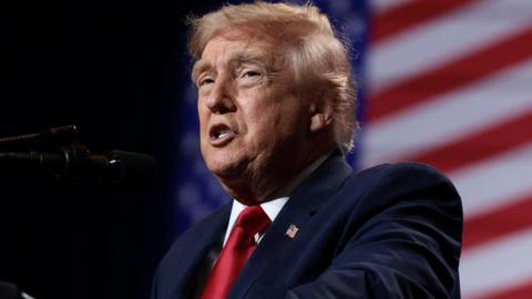 U.S. President Donald Trump delivers remarks at Red Rock Casino Resort Spa in Las Vegas, Nevada, U.S., August 5, 2026.