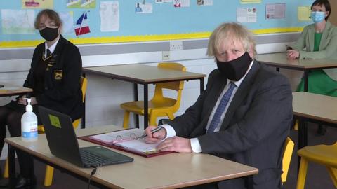 Boris Johnson in a school