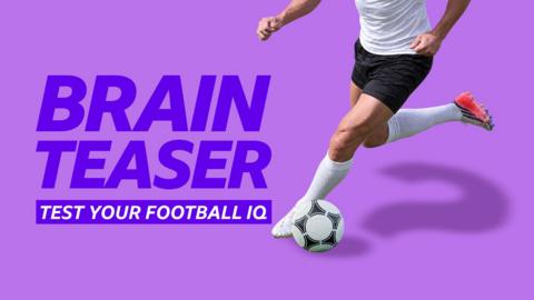 A generic picture of an unknown footballer beside the words: "Brainteaser test your football IQ"