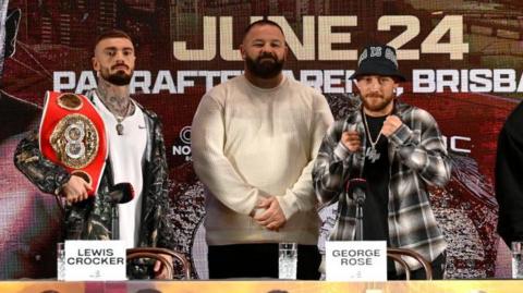 Lewis Crocker and Liam Paro with promoter George Rose 