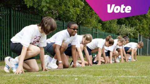 children getting ready to race