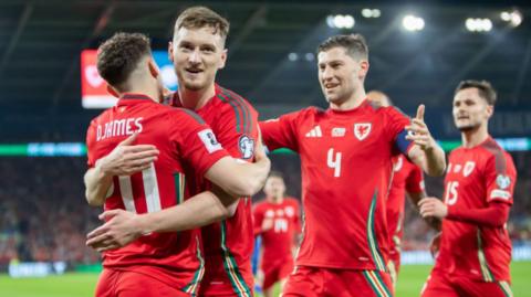 Wales players celebrate