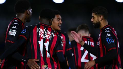 Truro City celebrate a goal