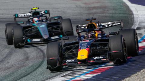 Max Verstappen's Red Bull leads Kimi Antonelli's Mercedes during the Austrian Grand Prix