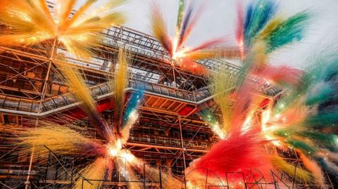 Firework display on Centre Pompidou