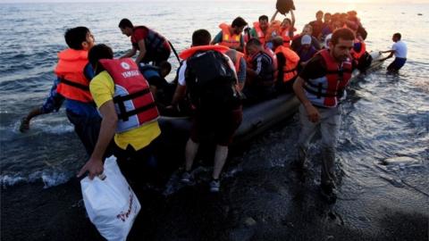 Migrants arriving in Greece