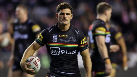 Penrith Panthers' Nathan Cleary warms up before the World Club Challenge