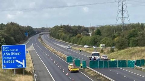 M65 carriageways sealed off after crash