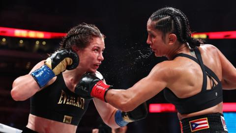 Katie Taylor and Amanda Serrano during their fight in November