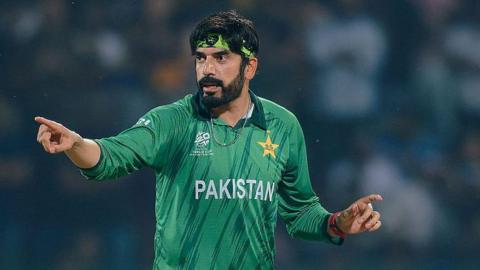 Pakistan spinner Usman Tariq in action