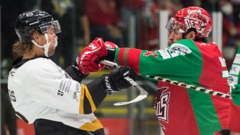 Cardiff's Brandon McNally gets in the face of former Devil Matthew Myers