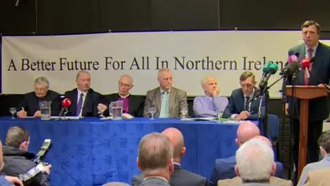 Church leaders sat alongside prominent loyalists at the news conference