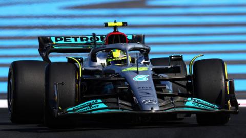Lewis Hamilton driving his Mercedes during French Grand Prix qualifying