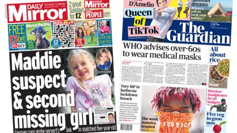 The Daily Mirror and the Guardian front pages 6 June