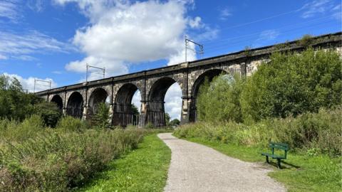 View of Sankey viaduct from the valley