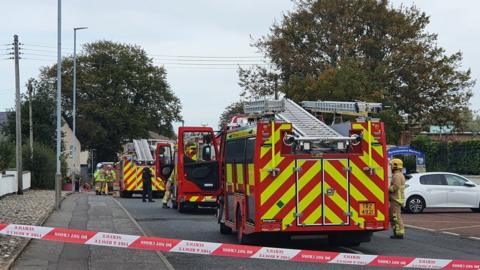 A fire engine at the scene in Limavady