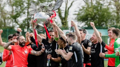 Connah's Quay Nomads celebrate winning the Cymru Premier