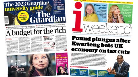 The Guardian and the i weekend front pages 24 September 2022