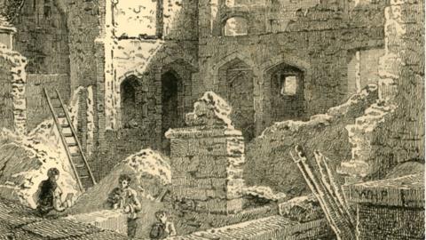 A drawing of the Abbey of the Minoresses of St Clare without Aldgate