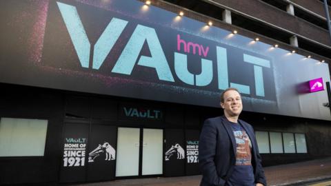 HMV's owner Doug Putman outside the new HMV Vault store in Birmingham