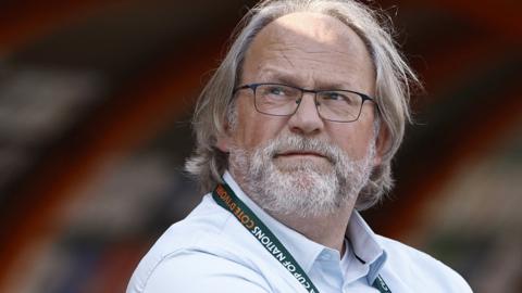 The Gambia coach Tom Saintfiet on the touchline at the 2023 Africa Cup of Nations