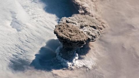 Raikoke volcano plume from space