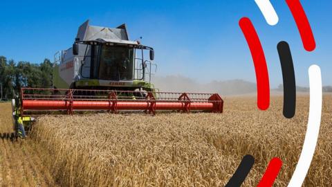 Farm machine in field