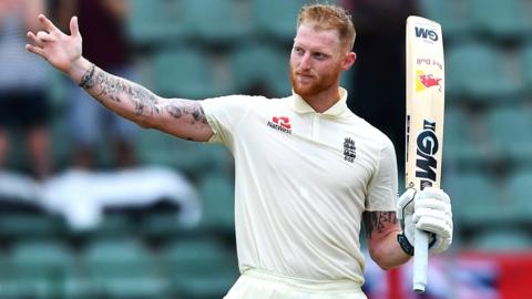 England all-rounder Ben Stokes celebrates hitting a century against South Africa in January 2020