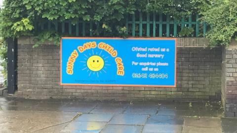 Sign outside the Sunny Days nursery