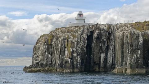 View of Farne Islands from sea