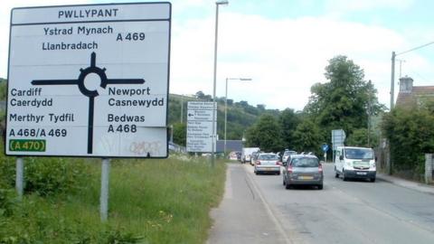 The Pwll-Y-Pant roundabout in Caerphilly