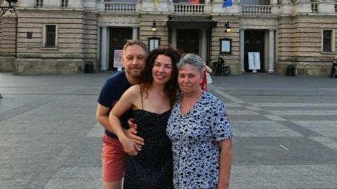 Kseniia with her family in Ukraine