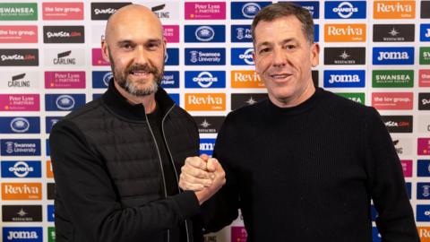 Swansea head coach Luke Williams and chairman Andy Coleman