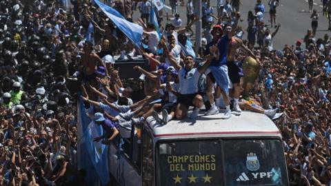 Argentina open top bus parade