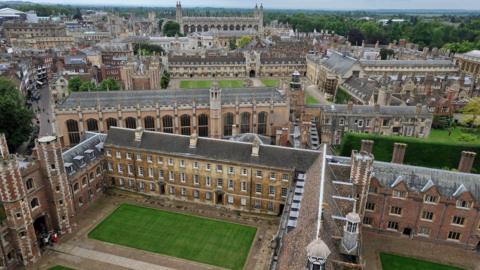 Aerial view of some Cambridge University colleges