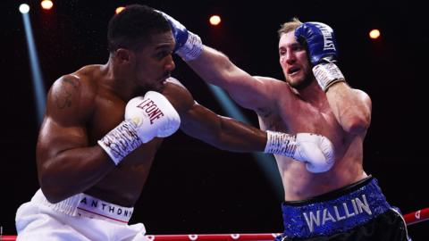 Anthony Joshua punches Otto Wallin