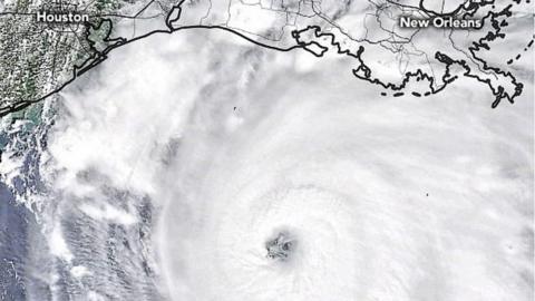 Satellite picture of Hurricane Laura as it approached the coast of Louisiana