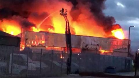 Firefighters have spent the morning at Kirk Sandall Industrial Estate. Six pumps and an aerial unit attended the fire at its peak.