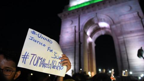 Protesters at India Gate in Delhi