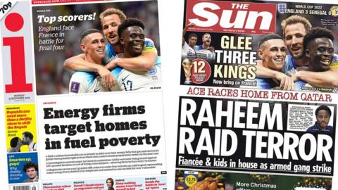 Front pages of i newspaper and the Sun