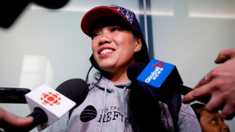 Vanessa Rodel pictured on arrival at Toronto Airport