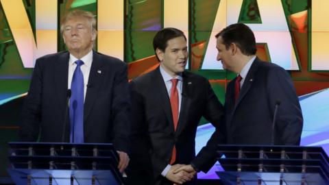 Donald Trump, Marco Rubio and Ted Cruz