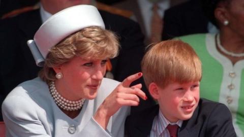 File photo dated 07/05/95 of the Princess of Wales with her son Prince Harry