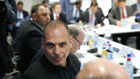 Greek Finance Minister Yanis Varoufakis at Eurogroup meeting - file pic