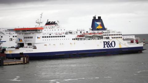 A P&O Ferries ferry docked at Dover