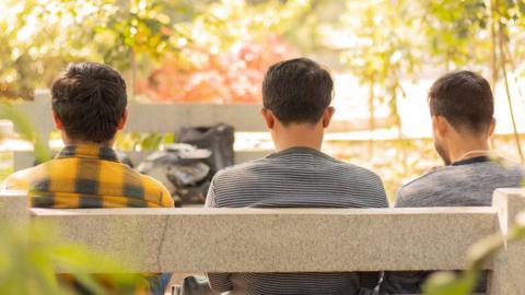 Young men in a park